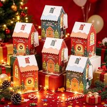 10pcs/Pack Christmas Baking Candy Cookie Small Gift Boxes Paper Boxes Small House Small Gift Boxes Paper Boxes With Rope Card Decoration Photo Box - View 4