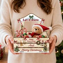 Merry Christmas, Classic Christmas Tree Pattern Wooden Storage Box, Christmas Decoration Wooden Organizer Box, Open-Top Decorative Storage Container, Desktop Pastoral Style Home Decor, Christmas Gift For Friends And Family - Multicolor - View 4