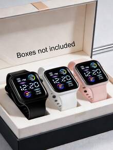 9-Piece Multi-Color Silicone Strap Digital Watch Set, Delicate And Minimalist, Versatile For Casual Daily Wear, Ideal Gift For Gifting. - Multicolor - View 10