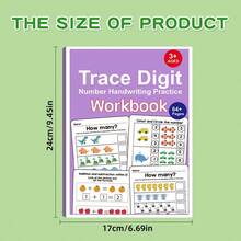 64-Page Math Workbook, Includes Animal Counting, 1-12 Number Tracing And Addition/Subtraction Practice, Colorful Pages, Suitable For 3-6 Years Old, Early Education Gift - Purple - View 4
