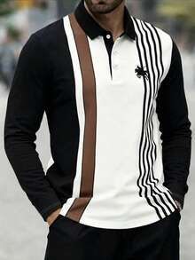 Men's Knight Print Colorblock Casual Daily Polo Shirt - Multicolor - View 2
