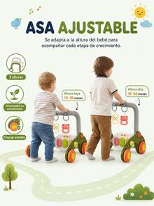 Andador multifuncional para bebés, diseño 4 en 1 con gimnasio + andador + balancín + tabla de equilibrio, con juguetes musicales interactivos y alfombra de juegos, juguete educativo para el desarrollo temprano y aprendizaje del gateo, regalo para niños y niñas - Verde - Ver 6