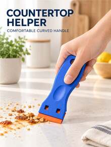 1PC Plastic Scraper Set With 10/20/30/50pcs Replacement Plastic Blades, Multi-Purpose Sticker & Label Remover Tool With Non-Slip Handle, Adhesive Cleaning Scraper For Windows, Floors, Stoves, Car Glass & Home Use - Multicolor - View 5
