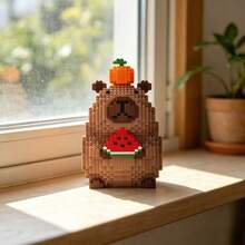 1750pcs Small Particle Capybara Eating Watermelon Building Block Toy Set, Fun Cute Model Series, Creative Leisure 3D DIY Puzzle, Stress Relief Entertainment Game, Party Decoration, Birthday Party, Holiday Halloween Christmas Gift - Multicolor - View 11