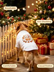 1pc Christmas Print Breathable Anti‑Shedding Pet Tank Vest, Lightweight Comfortable Clothes For Small Dogs & Cats - Multicolor - View 6