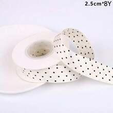 8mm Double-Sided Polka Dot Embossed Silk Ribbon, Black And White Polka Dot Silk Ribbon, DIY Bow Hair Accessories Hairband Ribbon - Multicolor - View 17