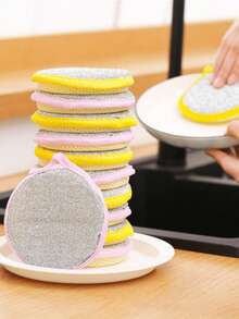 1pc/5pcs/10pcs Cleaning Sponge And Scouring Pad Set, Includes Square Dishwashing Sponge, Minimalist Dish Cloth And Sink/Stove Cleaning Cloth, Washable, Suitable For Kitchen Cleaning, Assorted Colors - Multiple Styles and Colors - View 2
