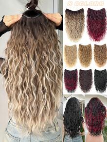HEYPINK Clip In V-Shape Hair Extensions For Women 24 Inch One Piece Synthetic Straight Hair Extension Full Head Hairpiece With 5 Clips Dark Chocolate - Dark Brown - View 3