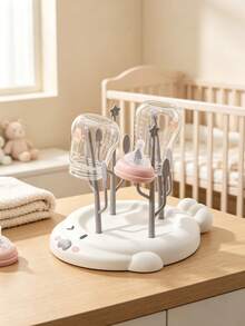 1pc Cute Bear Shaped Baby Bottle Drying Rack, Baby Feeding Cup Drainage Bracket, Newborn Table Utensil Storage Organizer, Newborn Baby Gift - Multicolor - View 5