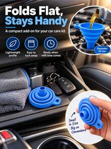 Engine Funnel Car Universal Silicone Liquid Funnel Washer Fluid Change Foldable Portable Auto Engine Oil Petrol Change Funnel - A - View 4