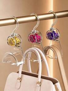 1pc Space Saving Bag Storage Hook, Anti-Deformation Heavy Duty Bag Hanger, Closet Hanging Bag Rack With Built-In Fragrance Deodorizing, Random Scent, Multipurpose Organizer For Home Closet Wardrobe Entryway, Perfect Holiday Gift For Women - Clear - View 8