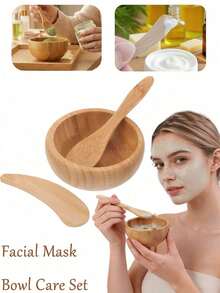 1 Set, Including Willow Wood Facial Mask Container, Cleaning Tools, Facial Mask Container And Base Oil Container. These Tools Are Reusable Skincare Products, Also Including Multi-Functional Facial Mask Brushes For Mixing And Applying Facial Masks And Skincare Products. These Mixing Tools Are Also Reusable, Suitable For Women And Ladies' Beauty Tools. Additionally, There Are Body Hair Removal Brushes, Hair Removal Tools, Eyebrow Grooming Tools And More - Multicolor - View 1