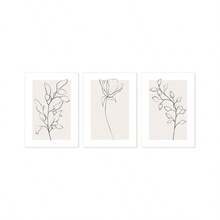 3Pcs Neutral Botanical Line Art Canvas Wall Art, Minimalist Floral Leaf Branch One‑Line Sketch Prints, Modern Boho Decor For Living Room, Bedroom, Kitchen, Beige Neutral Home Decoration, Posters & Prints, Frameless - 210 - View 11