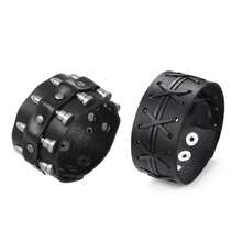 2pcs Punk Style Sports Casual Geometric Design Bracelets, Suitable For Men's Party, Sports, Fashion Wear, Exquisite Bracelet Gift For Men - Black - View 7