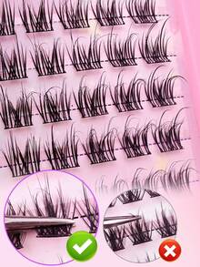Mixed Style Self-Adhesive False Eyelash Clusters, Fluffy Type, 8-16mm Mixed Length, Fluffy Single Eyelash, Self-Adhesive DIY False Eyelash Extension, Cluster False Eyelashes, Natural Long D-Curl Eyelash Clusters, False Eyelashes - D - View 8