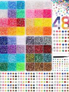 Resin Crystal Box, 3mm Thick, Random Mixed Colors, Eye-Catching, AB Crystal, Suitable For Nail Art, Handmade Jewelry DIY And Clothing Decoration - Multicolor - View 1