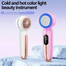冷熱臉部美容儀 1800mAh 紅藍 LED 光療按摩器,熱敷促進吸收、冷敷收縮毛孔,家用臉部護膚美容工具 - 彩色 - 查看 3