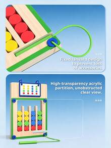 Children's Double-Sided Gear Maze Shape & Color Sorting Educational Wooden Toy Game, Holiday Gift - Multicolor - View 8