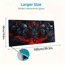 1pc Flame Demon Skull Gaming Mouse Pad - Non-Slip Rubber Base, Office & Gaming Dual-Use Desk Mat, Suitable For Computer / Laptop Large Rectangular Desktop Pad, Ideal Gift For Gamers, Perfect For Halloween Gift - Flame Demon Skull Mouse Pad - View 6