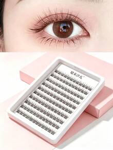 Self-Adhesive False Eyelashes - Clear Band, Natural Look, Fish-Scale Segmented False Eyelashes, C Curl Individual Clusters, Voluminous, Beginner-Friendly, Eyelash Clusters, Individual False Eyelashes, False Eyelashes - C - View 11