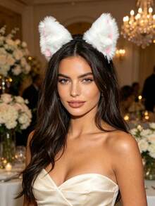 1pc Plush Cat Ear Headband, Realistic Animal Ear Cute Headband, Japanese Style Cosplay Photo Prop, Girl Party Live Stream Costume Accessory, Multi-Color Hair Accessory - Multicolor - View 10