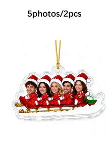 Custom 1-6 Photos Christmas Sled Ornament, Personalized Christmas Tree Decor, Festive Holiday Bag Charm, Customized Snow Sled Pendant, Customizable Picture Xmas Party Decor, 2026 Keepsake Gift, Christmas Gift 2026, Gift For Family And Friends - Style B - View 14