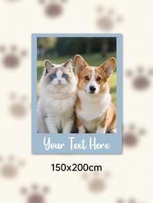 Custom Photo Text Throw Blanket, Personalized Picture Collage Fleece Blanket, Customized Pet Memory Photo Blanket For Sofa Bed Home Decor Gift - Multicolor - View 56