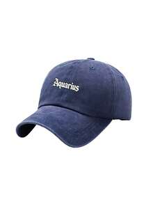 1Pc Unisex 12 Zodiac Sign Print Outdoors Fashionable Leisure Washed Baseball Cap, Adjustable Outdoor Sun Protection Casual Hat - Navy Blue - View 21
