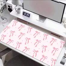 PU Leather Desk Mouse Pad, Pink Bow Pattern Large Desk Mat, Waterproof Anti‑Slip Dirt‑Resistant Gaming Keyboard Pad For Office Desktop Decor - View 2