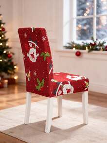 1/4/6 Pcs Merry Christmas Santa Claus Anti-Cat & Dog Scratching Red Festive Elastic Dining Chair Covers, Removable Dustproof Non-Slip Printed Chair Protector Covers Suitable For Home Decor, Hotel, Restaurant And Banquet Living Room Decoration - Multicolor - View 8