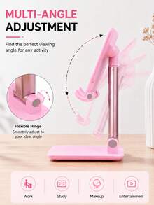 1pc Adjustable Foldable Desktop Phone Stand, Multi-Angle Free Adjustment, Stable Non-Slip Base. Suitable For Watching Shows, Live Streaming, Reading Recipes, Lightweight And Portable, Compatible With Most Phone Models, Practical Phone Support Stand For Home, Kitchen, Office Desk. - Support - View 9