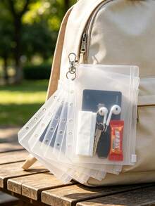 File Pouch Loose-Leaf Zipper Storage Bag, Zipper Storage Bag Set, Transparent Document Bag, Receipt Organizer Bag, Can Store Medicine, Band-Aids, Small Stationery, Compatible With Loose-Leaf Notebook, Suitable For Students, Office Workers, Moms, Back To School Season Daily Travel Use, Desktop Organization, Portable Storage, Multi-Functional Waterproof Compartment Bag, Portable Classification Organizer Bag, Commute Campus Practical Small Gift - Multicolor - View 8
