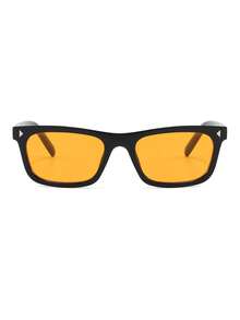 1 Pair Men's Black Square Frame Rivet Decor Casual Vintage Fashion Glasses - Black - View 3