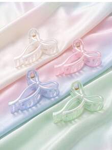 4pcs/Set Spring/Summer Women's Electroplated Colorful Jelly Candy Sweet Ribbon Bow Hair Claw Beach Seaside Updo Hair Accessories - Multicolor - View 8