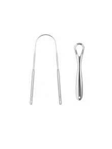 1/2/3/5pcs, Portable Stainless Steel Tongue Cleaning Tool Set. Made Of Metal, Easily Removes Tongue Coating. Durable And Rust-Proof Design. Includes A Metal Tongue Scraper Cleaning Brush. Suitable For Adults. - Silver - View 6