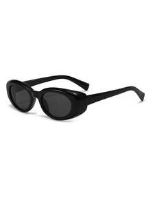 1 Pair Men's Black Oval Thick Frame Classic Casual Fashion Glasses - Black - View 2