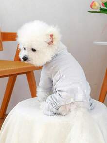 PETCIRCLE 1pc Pet Clothes For Small Dogs & Cats, Cool & Cute Outfit, Warm & Comfortable Home Wear, Autumn/Winter - Baby Blue - View 5