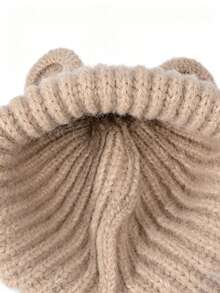 1pc Adult Bear Ear Decor Soft Knitted Warm Cute Style Knitted Ear Muffs Hat For Winter Outdoor Daily Wear - Multicolor - View 6