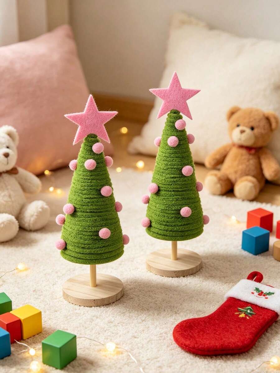 Mini Desktop Christmas Tree Decor, Compact Size Doesn't Take Up Much Space, Exquisite And Beautiful Design. Suitable For Placement On Desks, Counters And Other Locations, Can Be Used As Daily Home Decor Accent Or For Christmas Party Scene Decoration, Easily Creating A Warm And Festive Atmosphere. - Multicolor - View 1