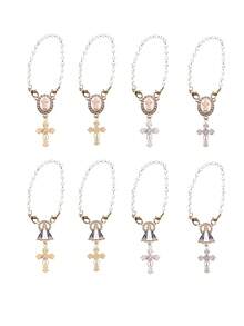 Religious Retro Guadalupe Our Lady Prayer Bead Cross Pendant Card Storage Bag Set, Pearl Chain, Guadalupe Our Lady Festival, Christmas - Multicolor - View 8