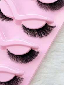 5 Pairs Cat Eye 3D Effect Short False Eyelashes, Natural Appearance Sparse D Curl Faux Mink Lashes, Extended Outer Corner Thick Fox Eye False Eyelashes - Multicolor - View 5