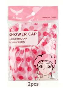 [High Quality Thickened Extra Large Shower Cap]2pcs Set: Adjustable Printed Thickened Extra Large Reusable Shower Cap With Elastic Band; Suitable For Women, Spa Centers And Beauty Salons. Hair Cap. Hair Accessory - Multicolor - View 11