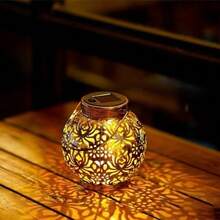 1PC/2PCS Solar-Powered Lantern, Automatically Lights Up At Night, Garden Decoration Light, Handheld Lamp, Tree-Hanging Light, Peony Flower Design, Chinese-Style Ambiance Light - Peony Lantern - View 4