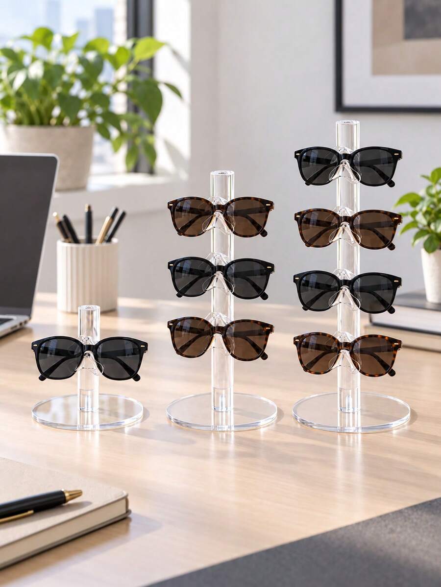 1pc Acrylic Eyeglasses Organizer Display Rack (1/2/3/4/5 Tiers) Back To School,Room Decor - Clear - View 1