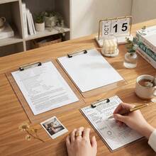 1 Set A4/A5 Transparent Clipboard Folder With Metal Clip, Gold And Silver Options, Suitable For Nurses, Students, Office And Restaurant Use, Applicable For Notes, Forms, Documents And Drawing - Multiple Styles - View 4