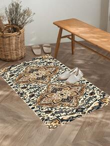1/2pcs Autumn Vintage Diatomaceous Earth Mat, Bohemian Floral Pattern Style, Super Absorbent, Non-Slip, Perfect For Bathroom, Kitchen And Dining Room, Quick Dry, Perfect Gift For Home Decor And Bathroom Mat, Holiday Gift! - Multicolor - View 6