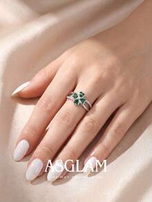 1pc Classic Cubic Zirconia Inlaid White Gold Plated Ring For Women Size 6 Jewelry Suitable For Engagement Wedding Anniversary Birthday Gift - Silver - View 2