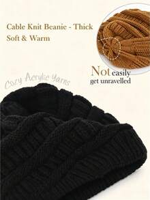Autumn/Winter Oversized Thick Warm Beanie Hat, High Elasticity Windproof Cold-Resistant Unisex Outdoor Fashion Versatile Cold Weather Cap - Multicolor - View 9