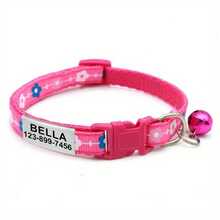 1pc Customized Pet Collar With Flower Design, Customizable Engraved ID And Contact Information. Adjustable Bell Necklace For Cats And Dogs. Fashionable Pet Supplies. Cute Decorations For Pets. - Multicolor - View 12