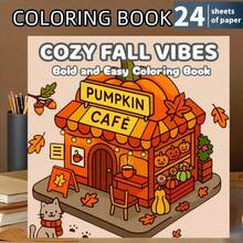 1pc Warm Autumn Theme Coloring Book, Simple And Bright Design, Suitable For Beginners And Experienced Coloring Enthusiasts, Perfect For Birthday, Halloween, Christmas And Other Holiday Party Relaxation Gifts, Minimalist Bold Line Design, Parent-Child Interactive Picture Book - Minimalist Bold Lines/Relaxing/Parent-child Interaction/Coloring Book - View 7